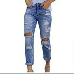 American Eagle Womens Distressed Denim! Boy Crop Jeans Size 6